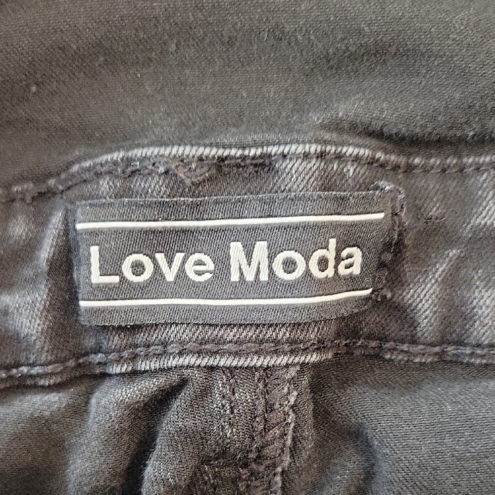 Love Moda Womens Black Distressed Denim Overalls Ripped Knee Size 1X RJHD-915P - Picture 5 of 7